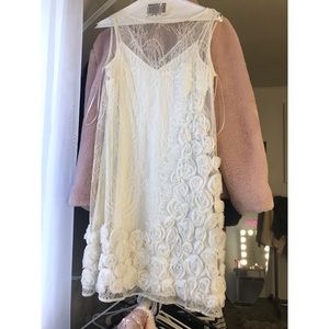 White lace with floral pattern dress